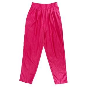 80s hot pink silky pleated pants 1980s vintage